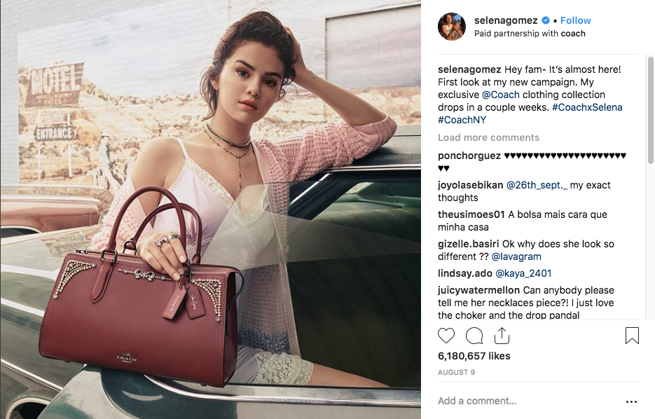 Selena Gomez Influencer Marketing Example Image